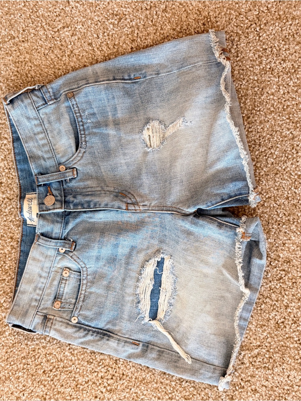 Madewell Light Blue Ripped Denim Shorts